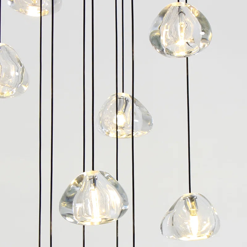 Bigham 12 - Light Cluster Chandelier LED Long High Ceiling Pendant for Stairs
