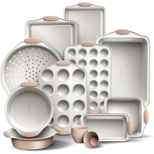 Nonstick Stackable Bakeware Set - Durable, Easy Release Baking Set- 22 Pc. Includes Silicone Muffin Cups