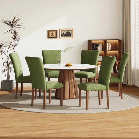 RENEWLINE Dining Chairs, Fabric with Nailhead Trim and Wood Legs