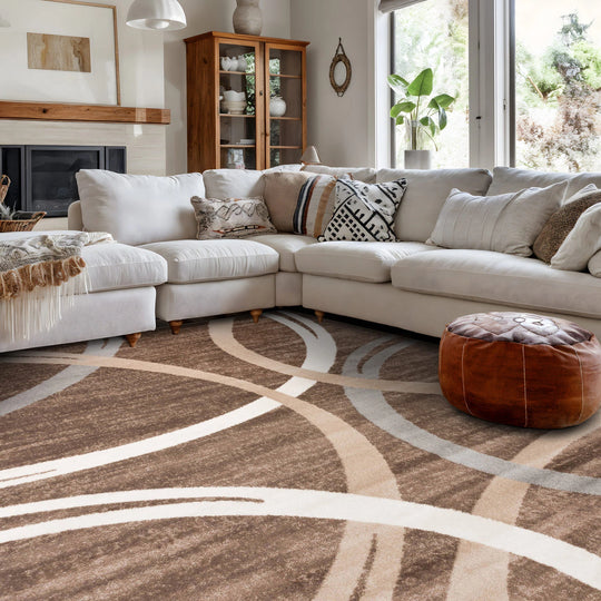 Contemporary Abstract Circles Design Area Rug