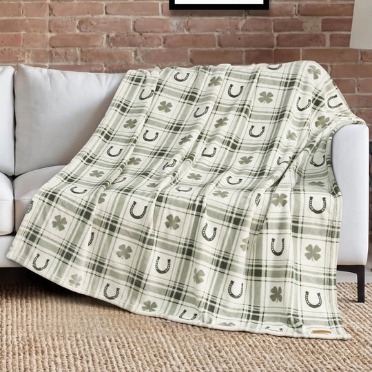 Lucky Clovers Plush Throw Blankets