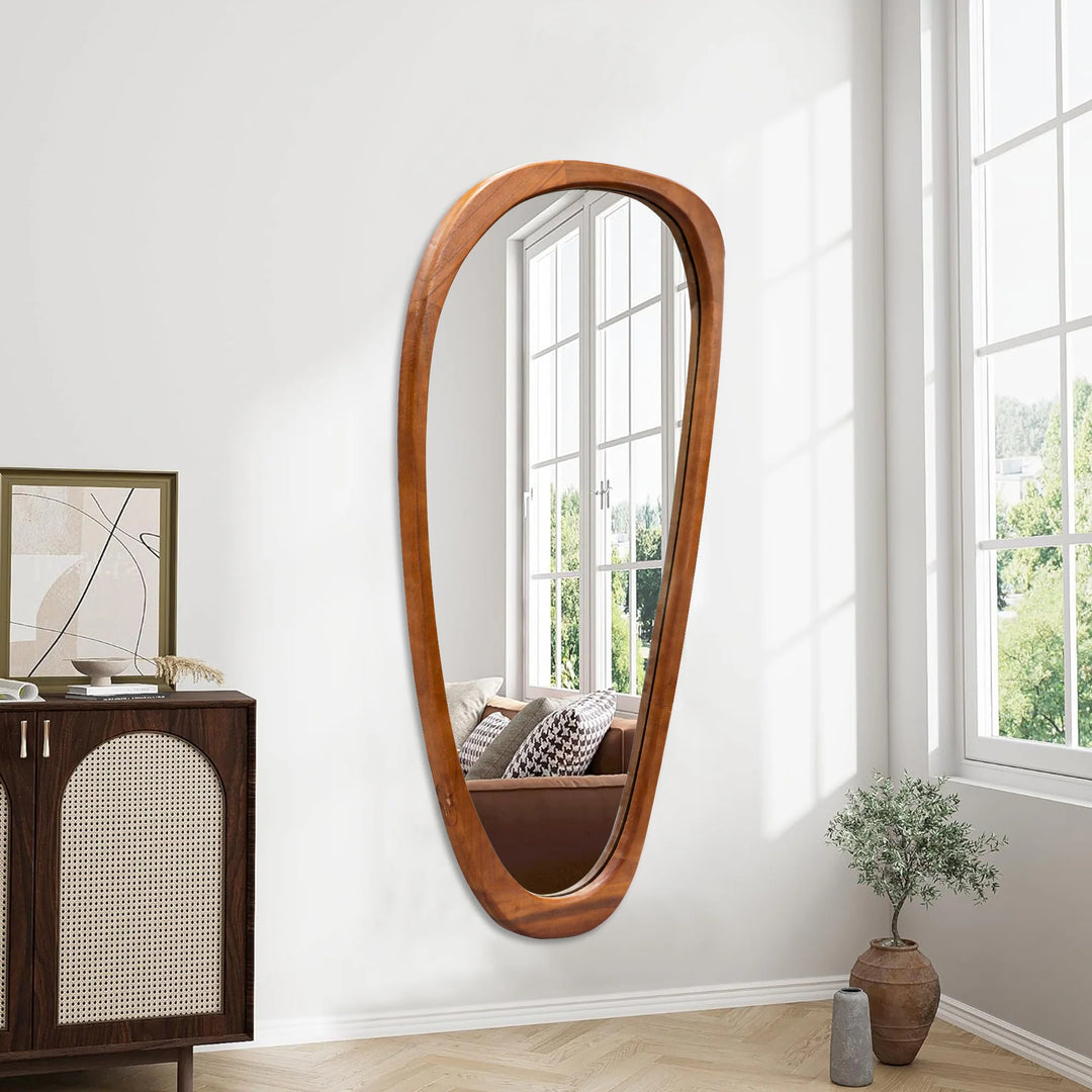 Irregular Mirror Asymmetrical Wood Wall Mirror