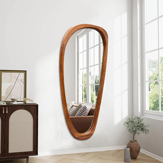 Irregular Mirror Asymmetrical Wood Wall Mirror