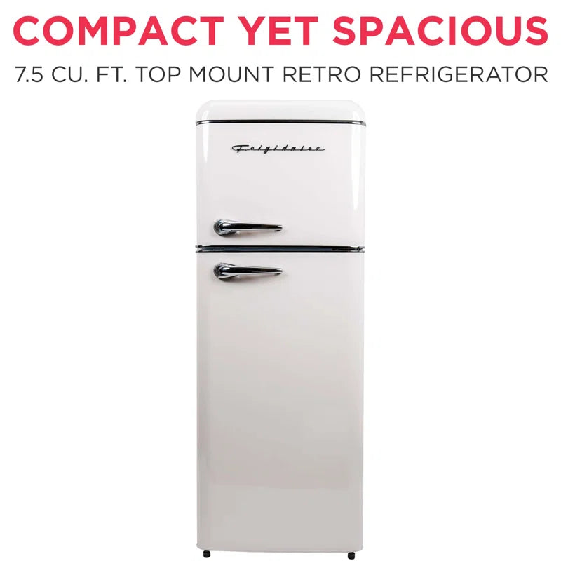 7.5 Cu. Ft. Capacity Retro Fridge Freezer Combo, Upright Fridge Freezer Combo, Apartment Size