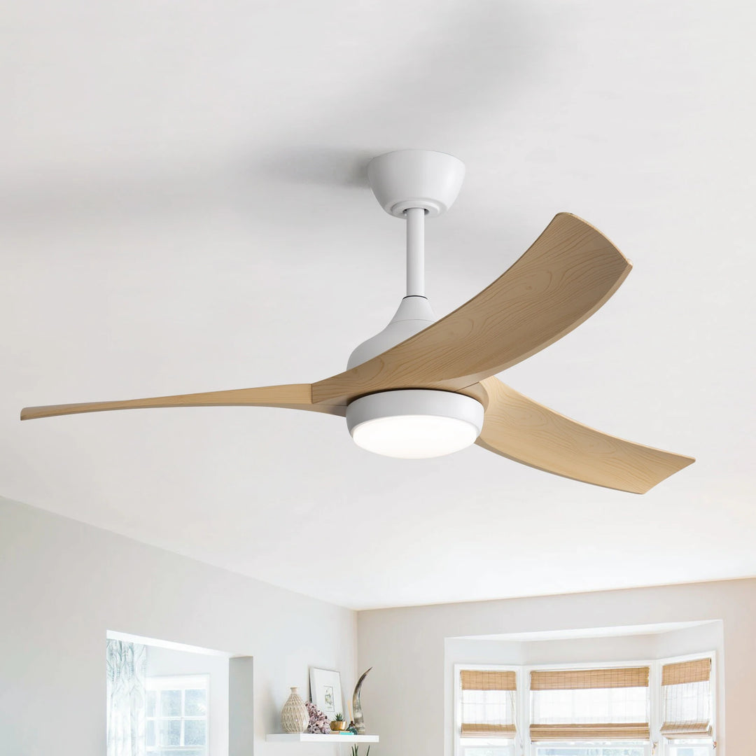 Sofucor 42"/48"/ 52"/60"Noiseless Walnut Wood Ceiling Fan with Remote Control, Integrated Light Optional