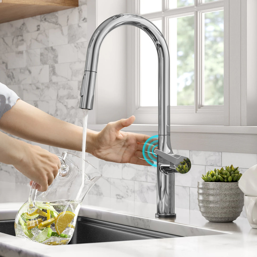 2-Function 1-Handle 1-Hole Pulldown Sprayer Brass Kitchen Faucet