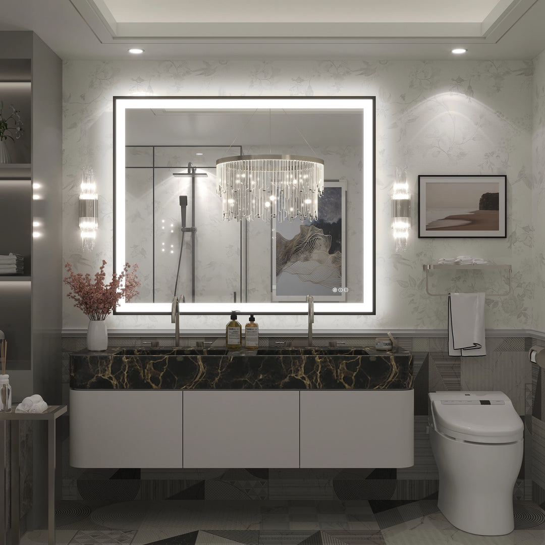 Extra Large Black Frame LED Bathroom Vanity Mirror with 3 Years Warranty and UL Certified