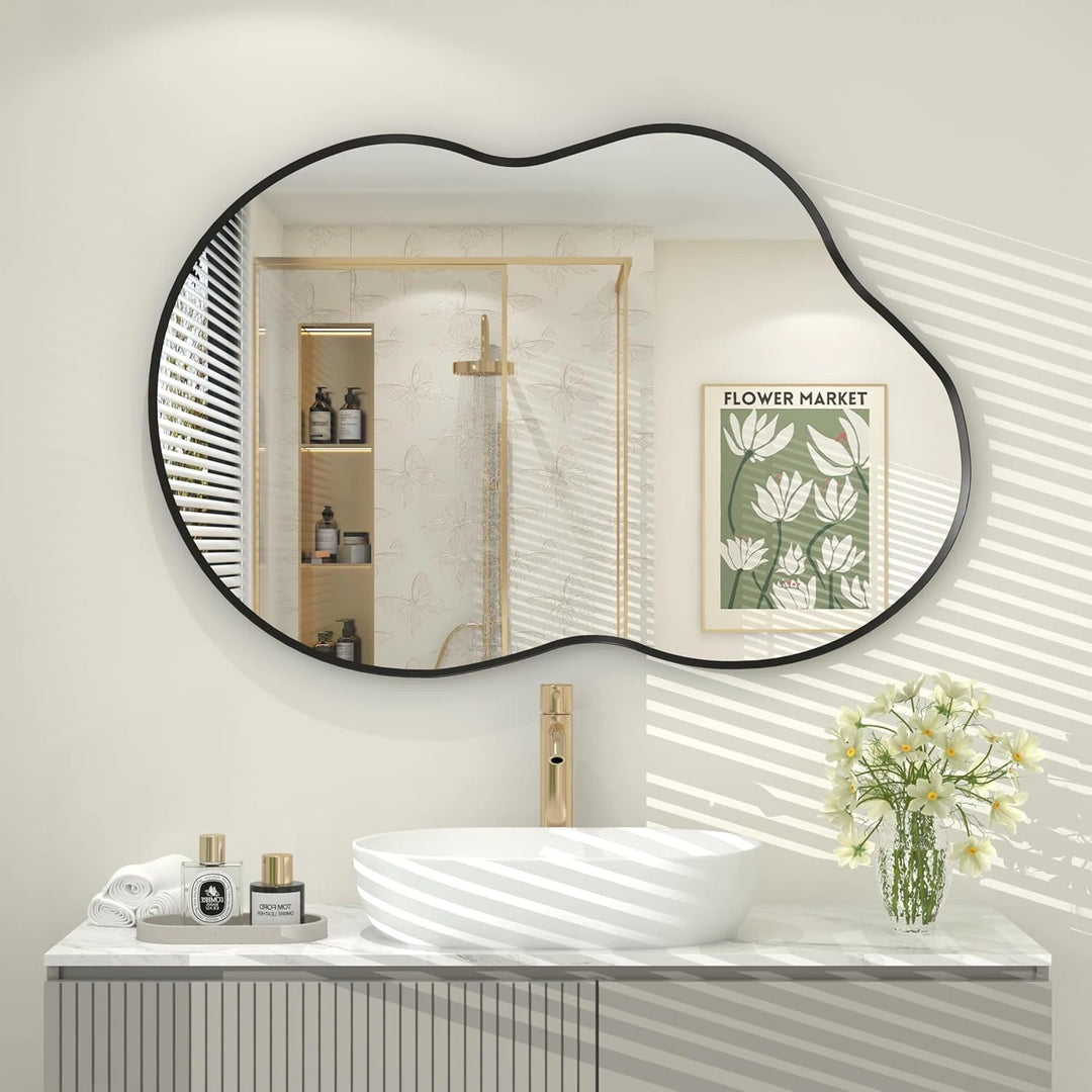 Asymmetrical Cloud High-Strength Aluminum Alloy Framed Easy French Mounted Wall Mirror
