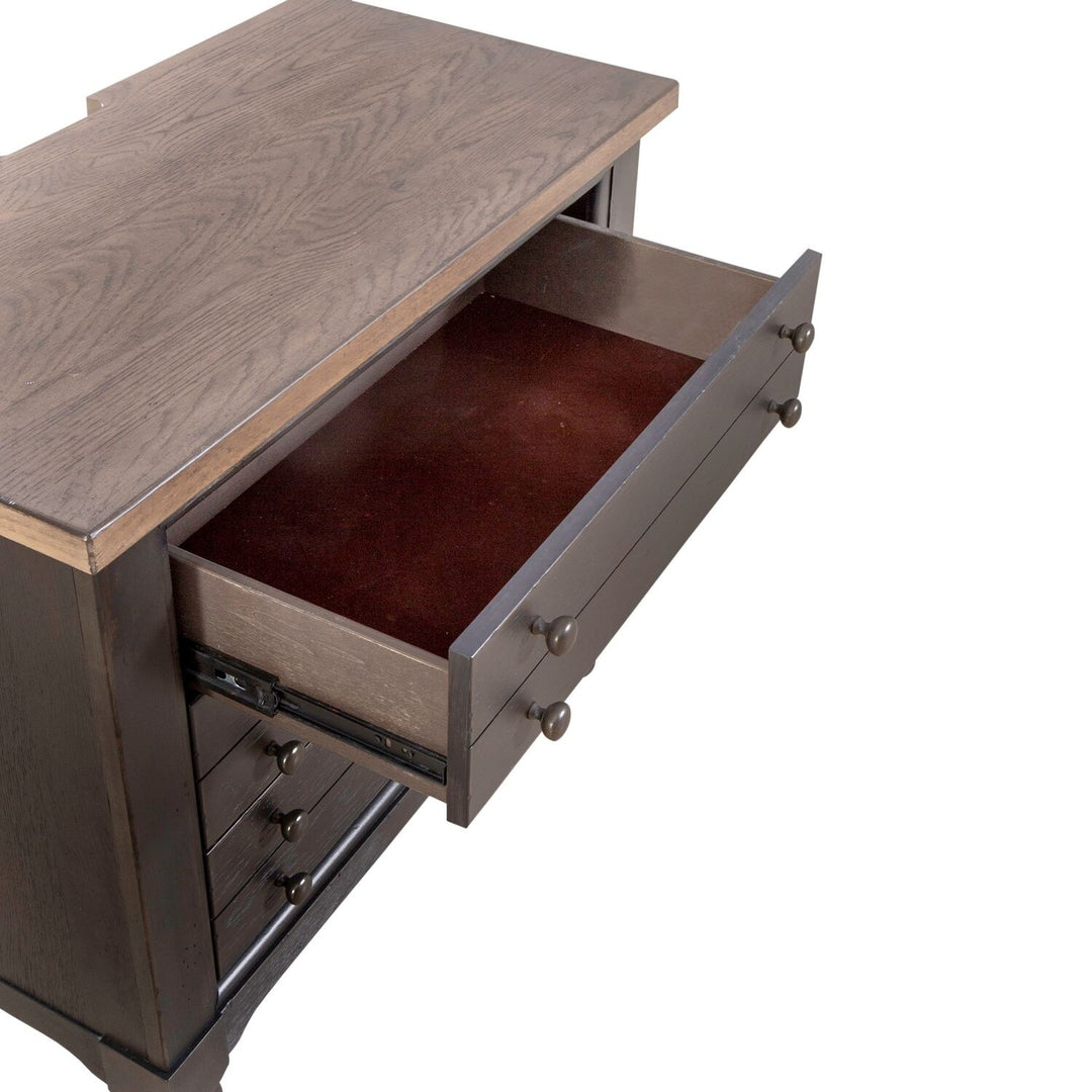 Americana Farmhouse Black Bedside Chest with Charging Station