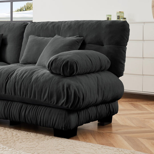 Luxury Chenille Modular Upholstered Sectional Sofa Couch with Convertible Ottoman