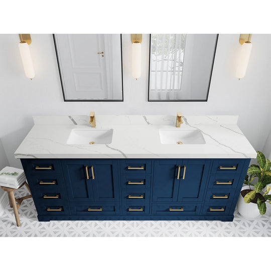 Willow Collection 84 in W X 22 in D X 36 in H Boston Double Bowl Sink Bathroom Vanity with Countertop