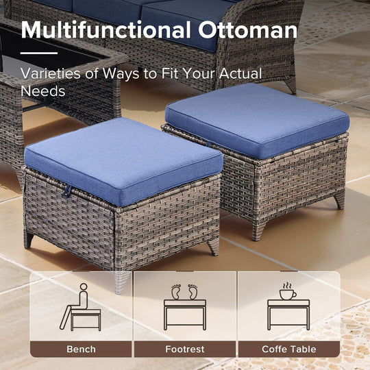 7-Piece Patio Furniture Set with Swivel Glider Chairs, 6-Inch Ultra-Plush Cushions & Water-Resistant Olefin Fabric