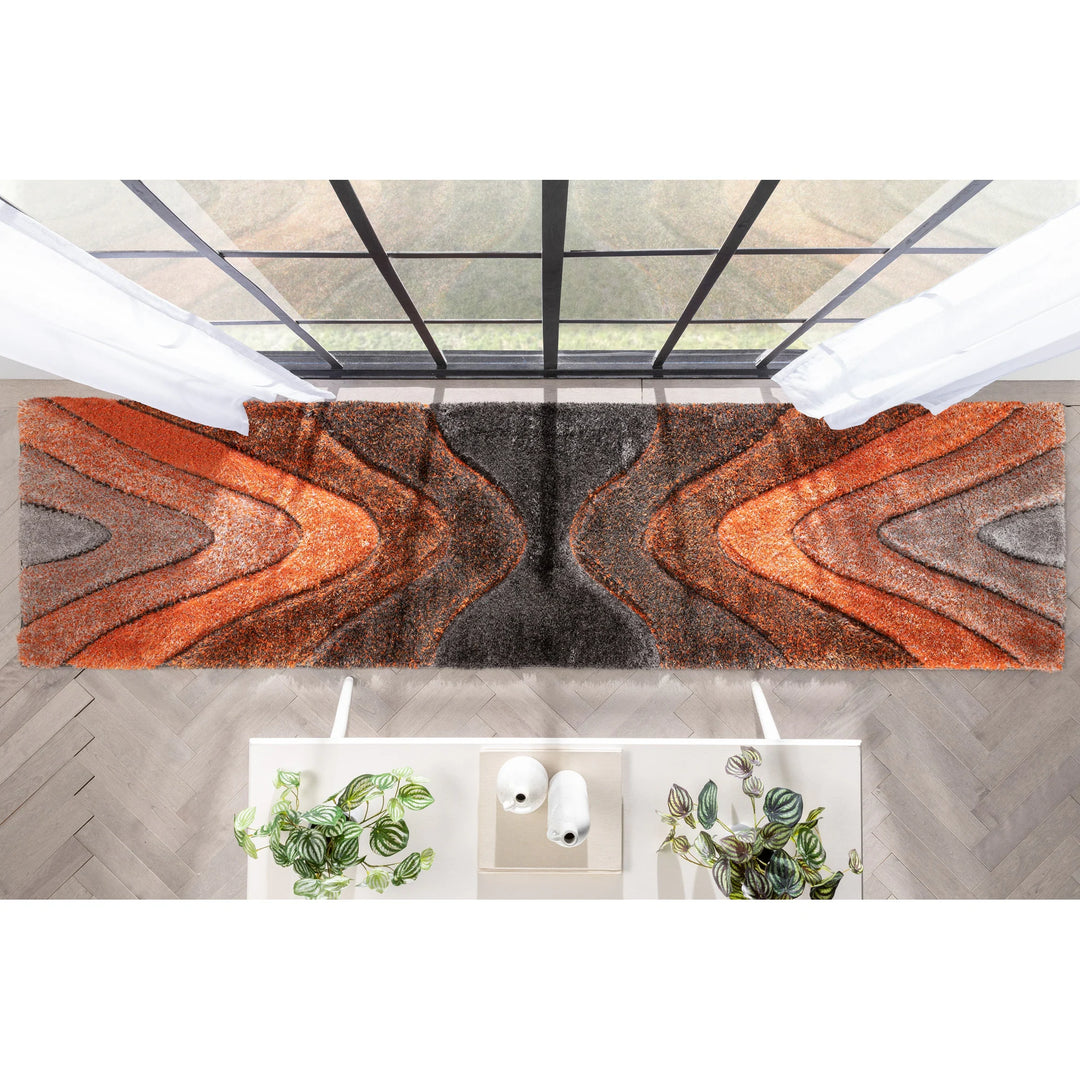 San Francisco Luz Geometric Modern Carved Shag Area Rug