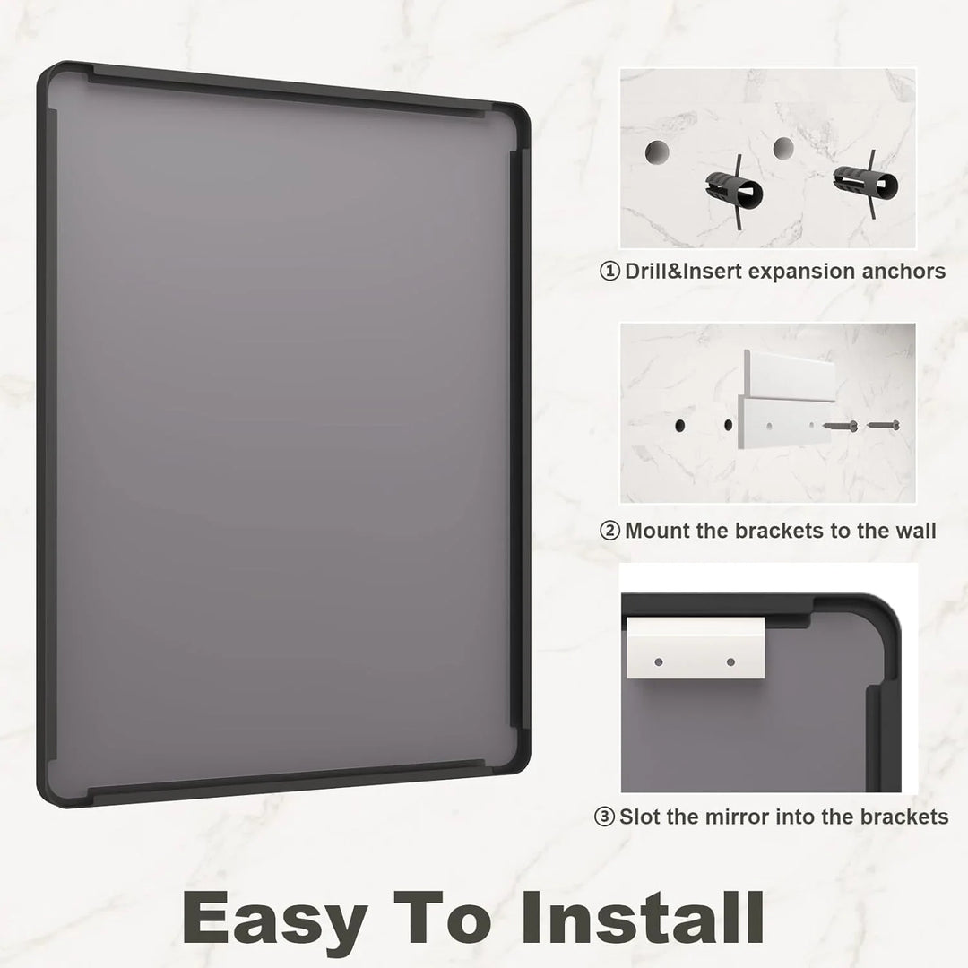 Aluminum Alloy Framed Tempered Glass Wall Decor Vanity Bathroom Mirror