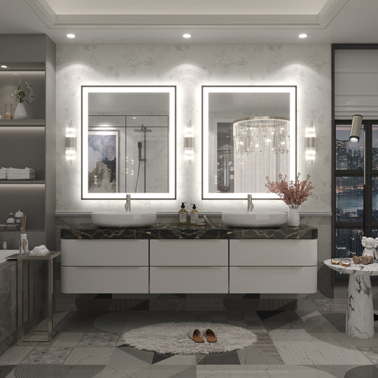 Extra Large Black Frame LED Bathroom Vanity Mirror with 3 Years Warranty and UL Certified