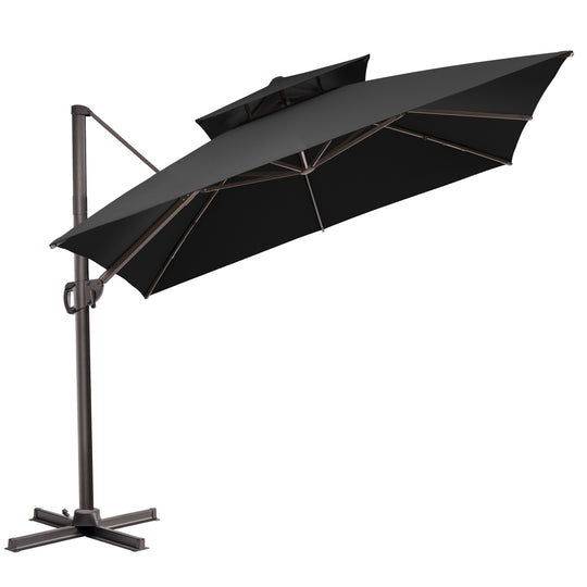 11 X 11 FT Outdoor Square Patio Cantilever Offset Umbrella with Crank and 360 Degrees Rotation