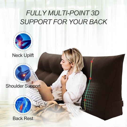 Bed Rest Wedge Reading Pillow Headboard Back Support Cushion