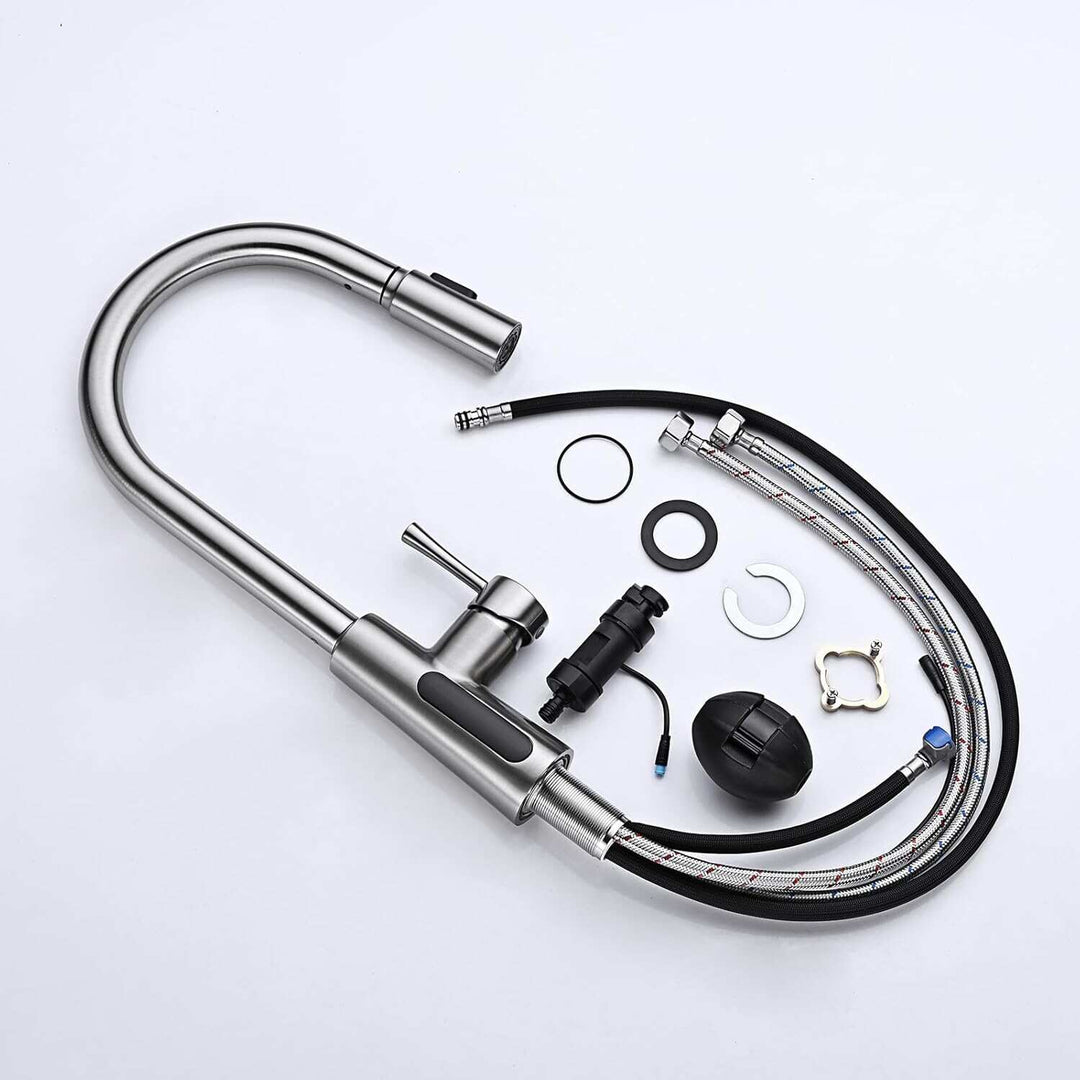 Pull-Down Kitchen Faucet with Temperature Display in Fahrenheit, 3 Water Outlet Modes, Faucet for Kitchen Sink, KF2501