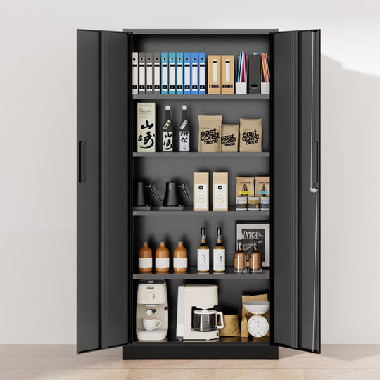 71'' H Metal Garage Storage Work Cabinet with Locking Doors and Adjustable Shelves