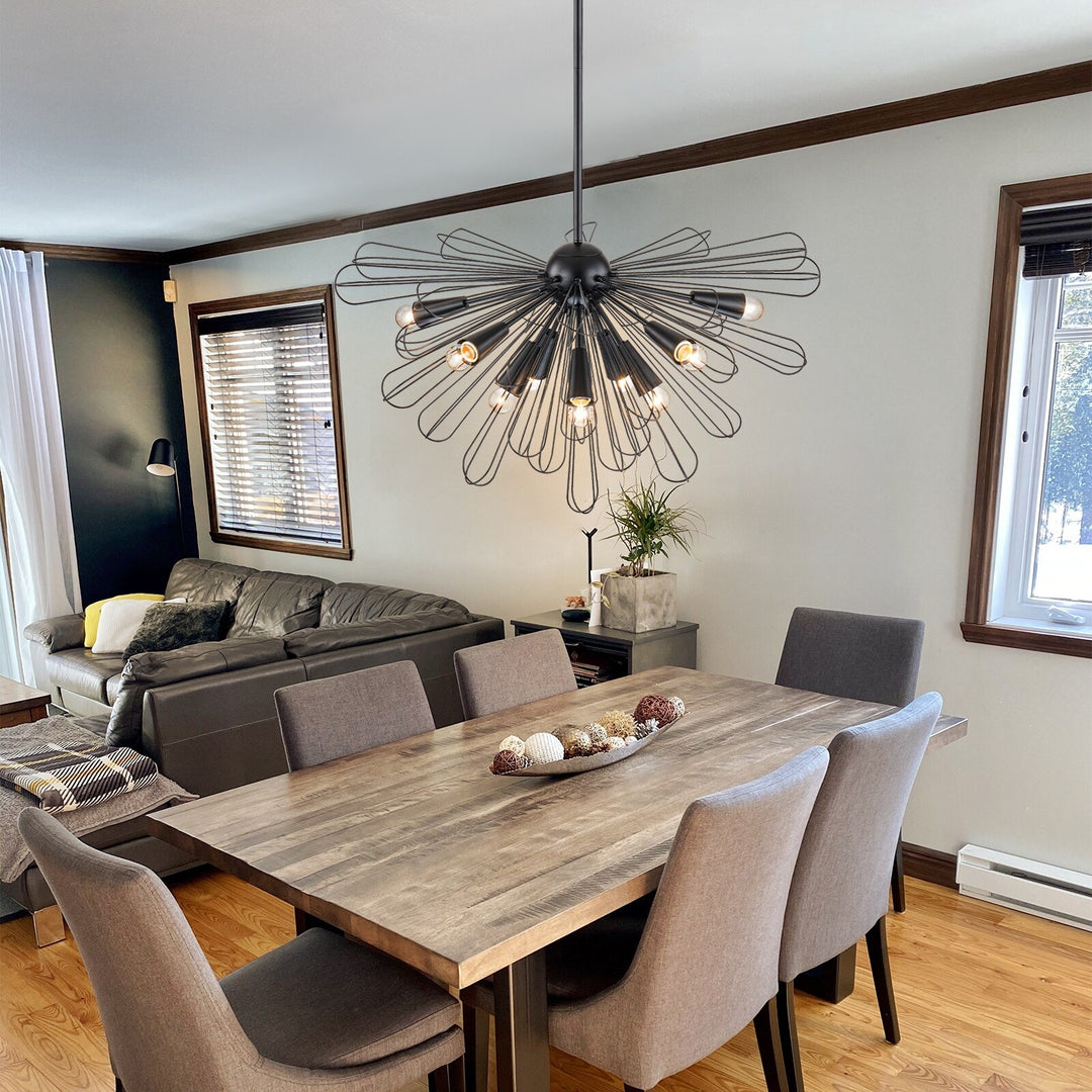 10-Light 34" W Contemporary Geometric Dandelion Sputnik Sphere Chandelier