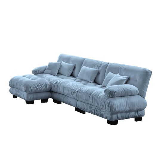 Luxury Chenille Modular Upholstered Sectional Sofa Couch with Convertible Ottoman