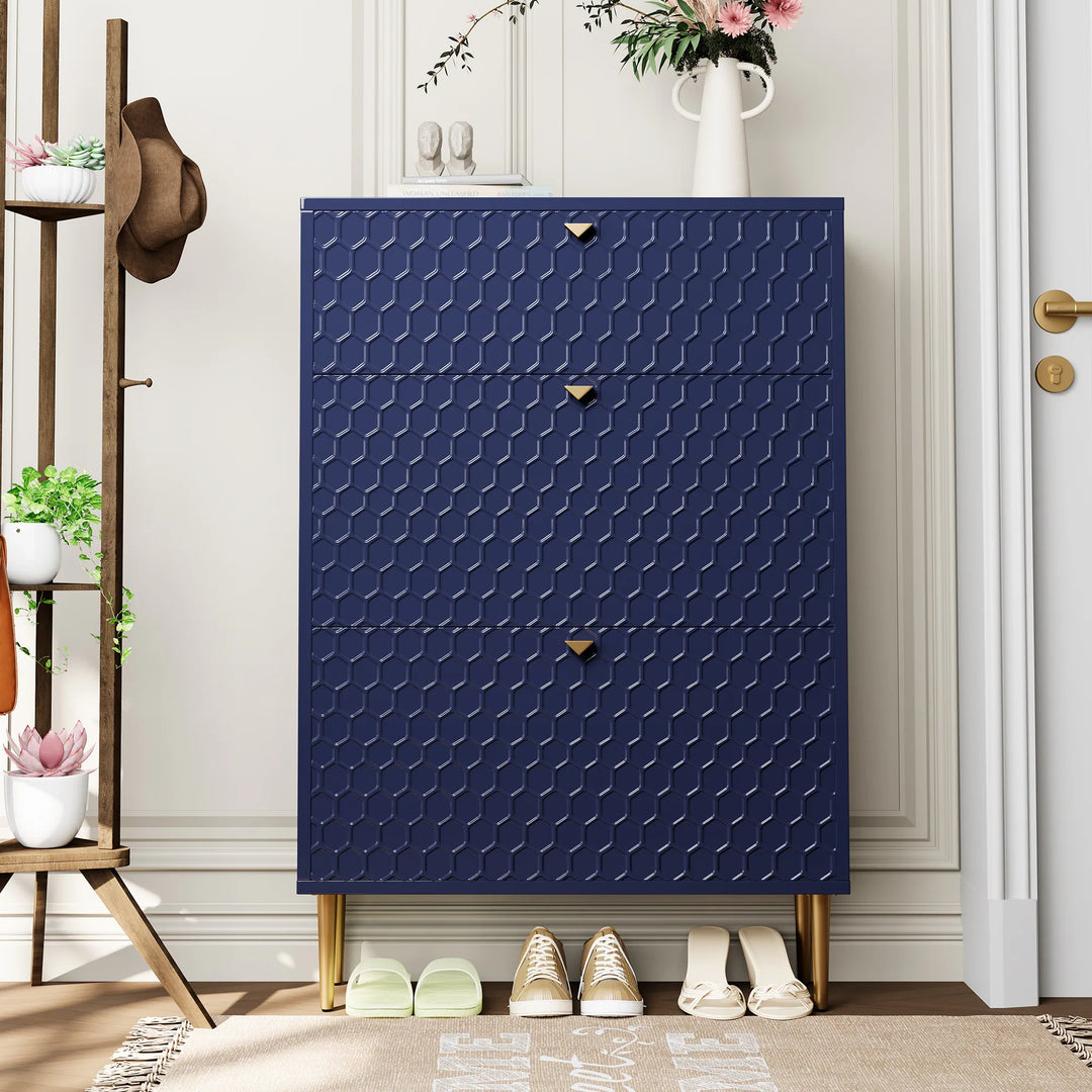 Wood 24 Pairs Shoe Storage Cabinet with 3 Flip Drawers