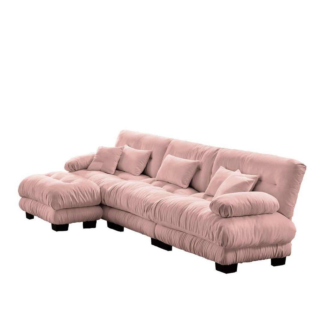 Luxury Chenille Modular Upholstered Sectional Sofa Couch with Convertible Ottoman