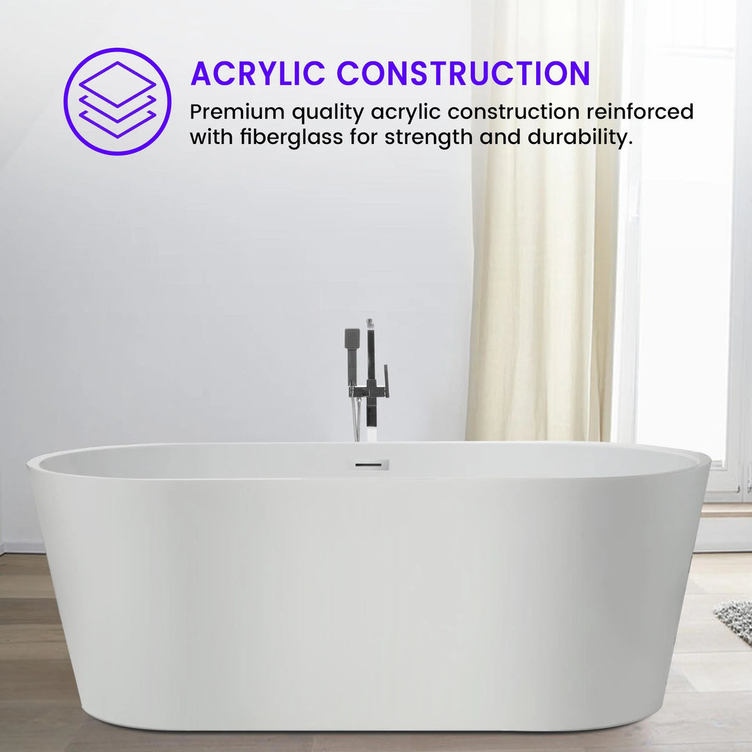 54" Acrylic Freestanding Soaking Bathtub