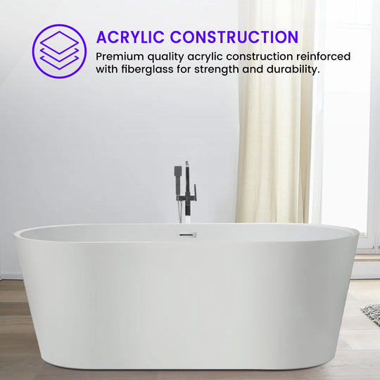54" Acrylic Freestanding Soaking Bathtub