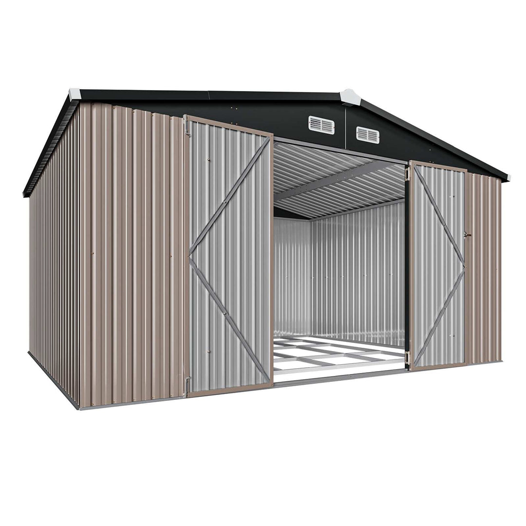 Outdoor Metal Storage Shed with Subfloor Channels ,Lockable Door, Vents for Patio