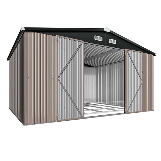 Outdoor Metal Storage Shed with Subfloor Channels ,Lockable Door, Vents for Patio