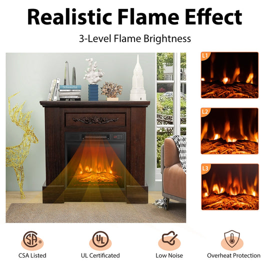 32" Electric Fireplace Mantel TV Stand Space Heater W/Remote - See Details