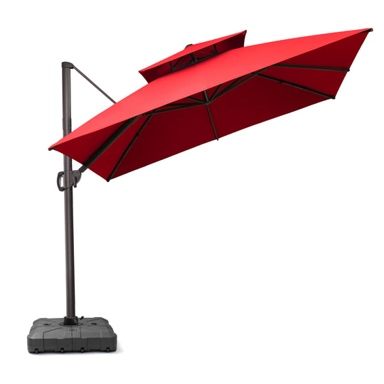 11 X 11 FT Outdoor Square Patio Cantilever Offset Umbrella with Crank and 360 Degrees Rotation
