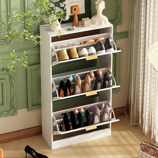 Mirrored Flip Drawer Shoe Cabinet Storage Cabinet Organizer