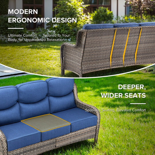7-Piece Patio Furniture Set with Swivel Glider Chairs, 6-Inch Ultra-Plush Cushions & Water-Resistant Olefin Fabric