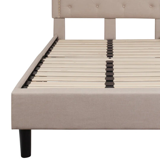Aluino Arched Button Tufted Upholstered Platform Bed Frame - No Box Spring Required
