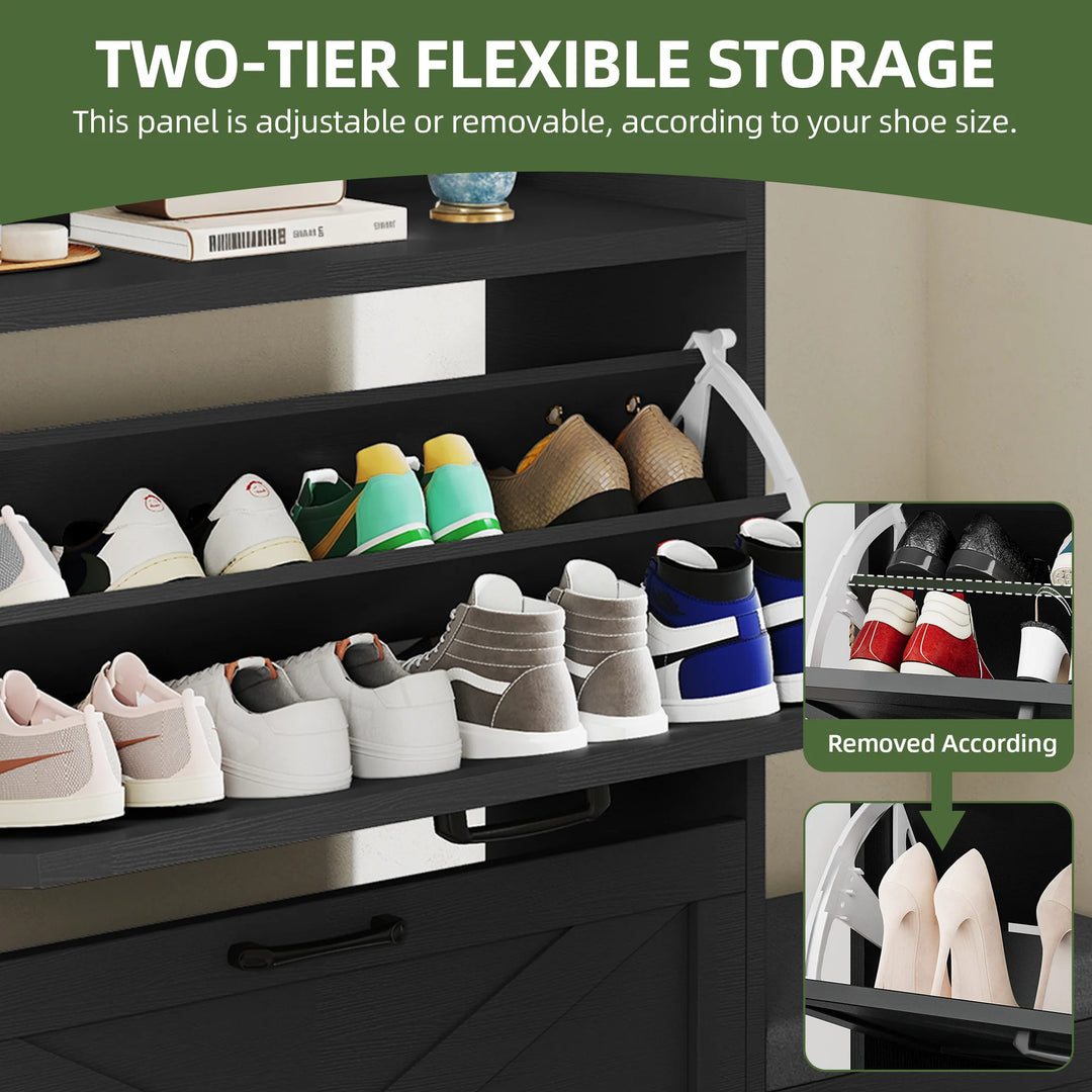 Shoe Storage Cabinet with Drawers Entryway Shoe Storage