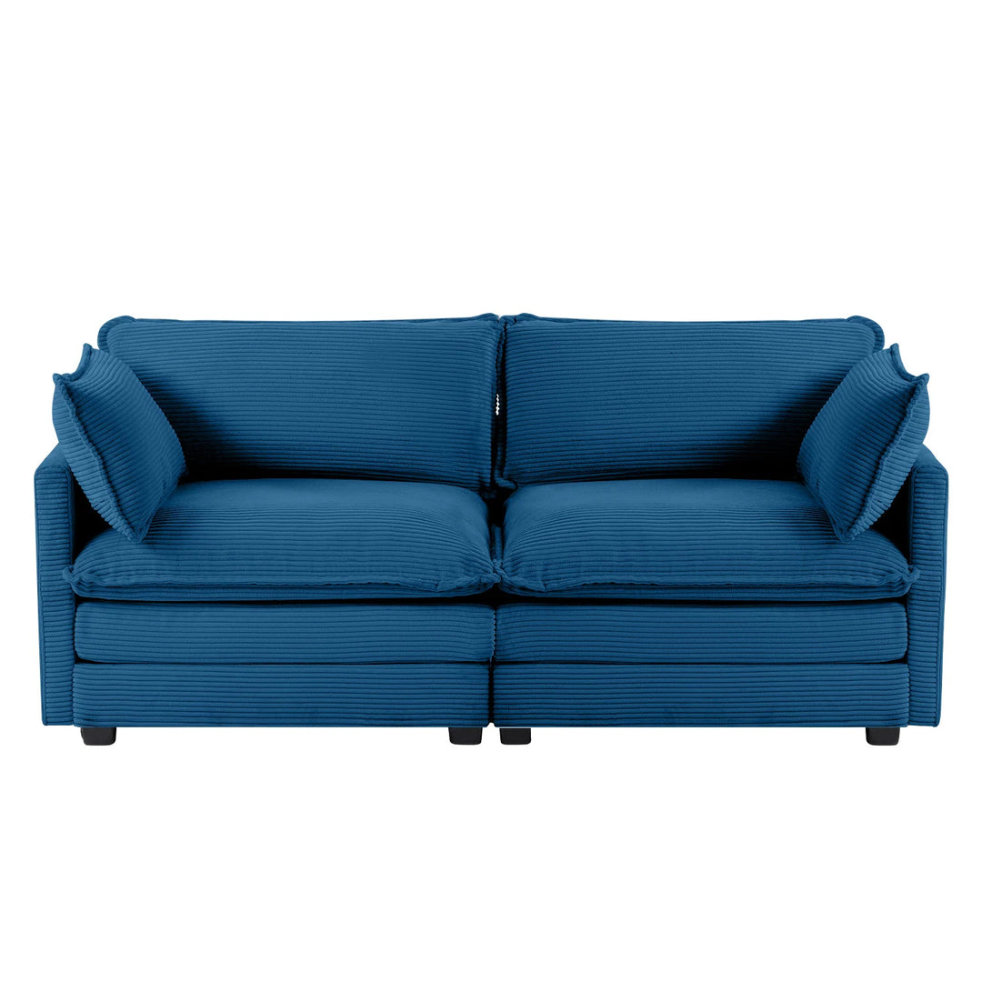 Corduroy Sectional Sofa with Removable Ottomans & Ultra-Soft Cushions for Living Room & Bedroom