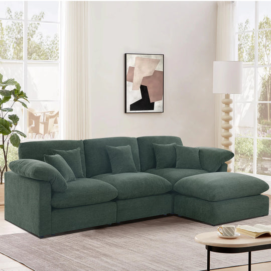 Modern 117" L Shape Sectional Sofa Cloud Couch with Removable Ottoman
