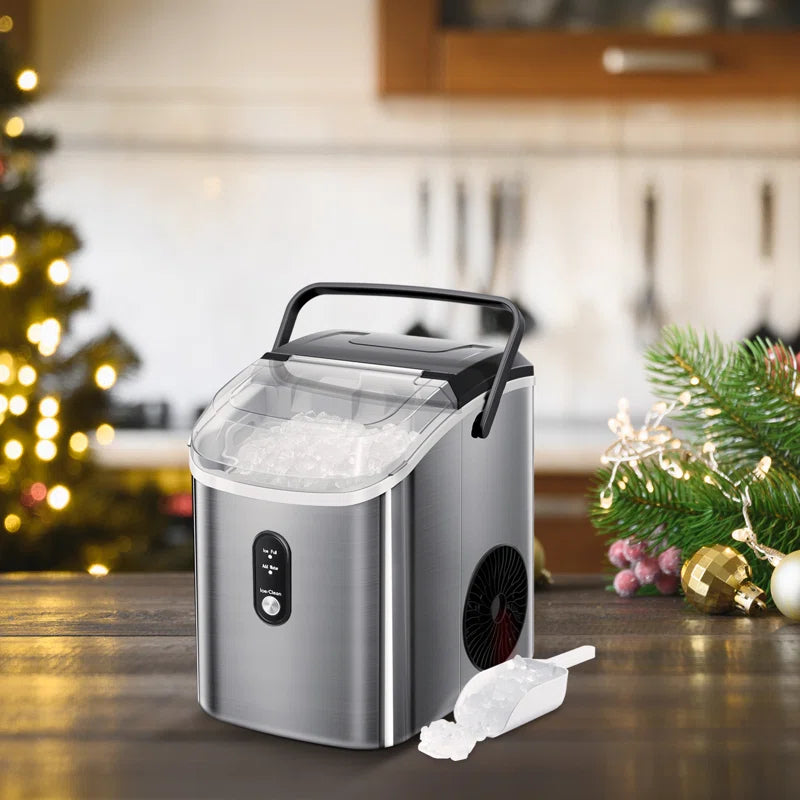 Nugget Countertop Ice Maker with Soft Chewable Ice, Automatic 34S in 24 Hours, Pebble Portable Ice Machine with Ice Scoop, Self-Cleaning, One-Click Operation, for Kitchen,Office