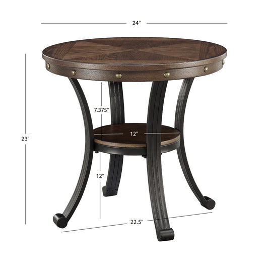 Linon Franklin Industrial round Side Table
