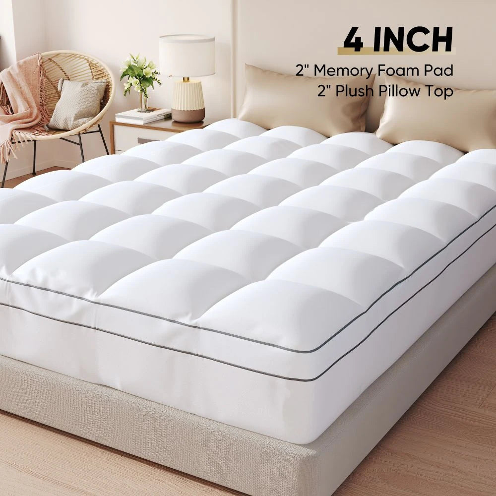 4 Inch White Memory Foam Mattress Covers