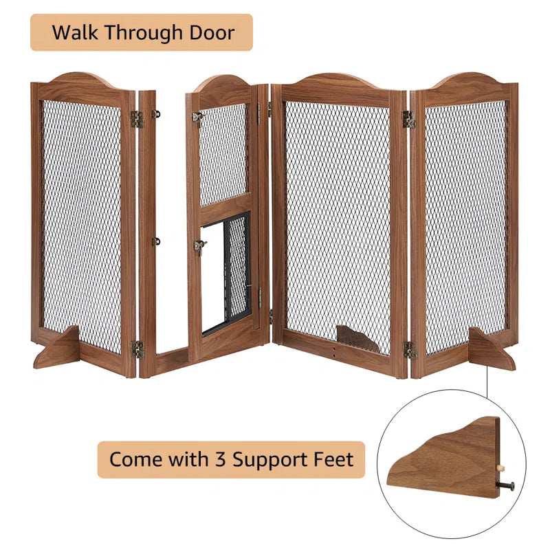 Clarica Wood Free Standing Pet Gate with Door