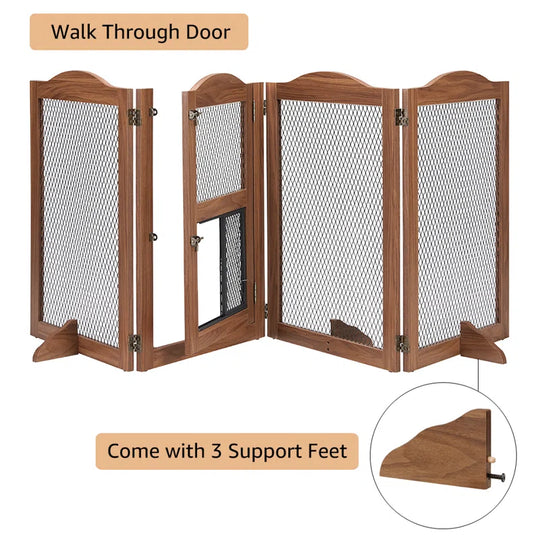 Clarica Wood Free Standing Pet Gate with Door