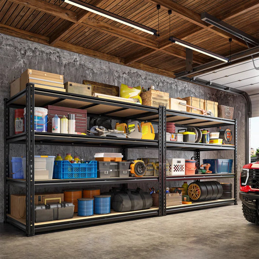 55" W *24" D Heavy Duty Garage Shelving Unit with Rolled Edges, Adjustable Storage Shelving with Largr Capacity