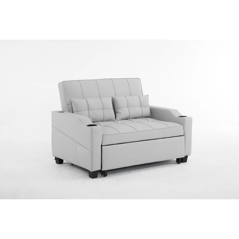 Tufted Upholstered Leather Sleeper Sofa Bed