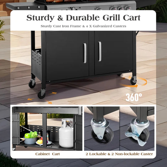 Synae  3 - Burner 2-In-1 Charcoal and Gas Grill