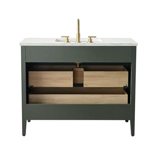 Bilroy Egremt 42'' Single Bathroom Vanity with Engineered Stone Top