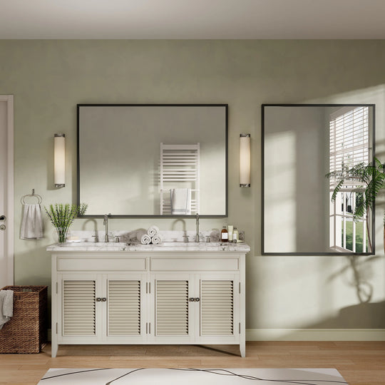 Modern Metal Framed French Cleat Mounted Wall Bathroom Vanity Mirror