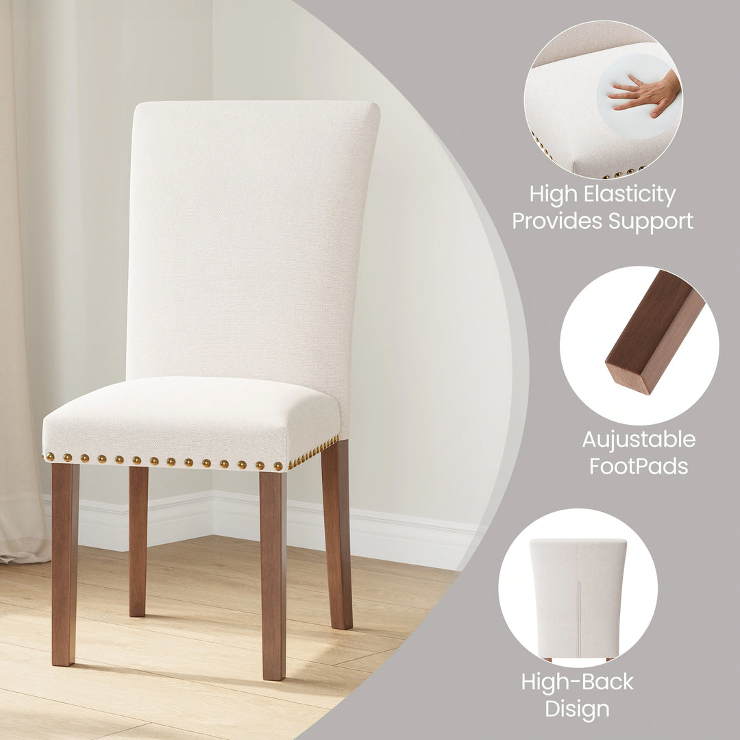 RENEWLINE Dining Chairs, Fabric with Nailhead Trim and Wood Legs